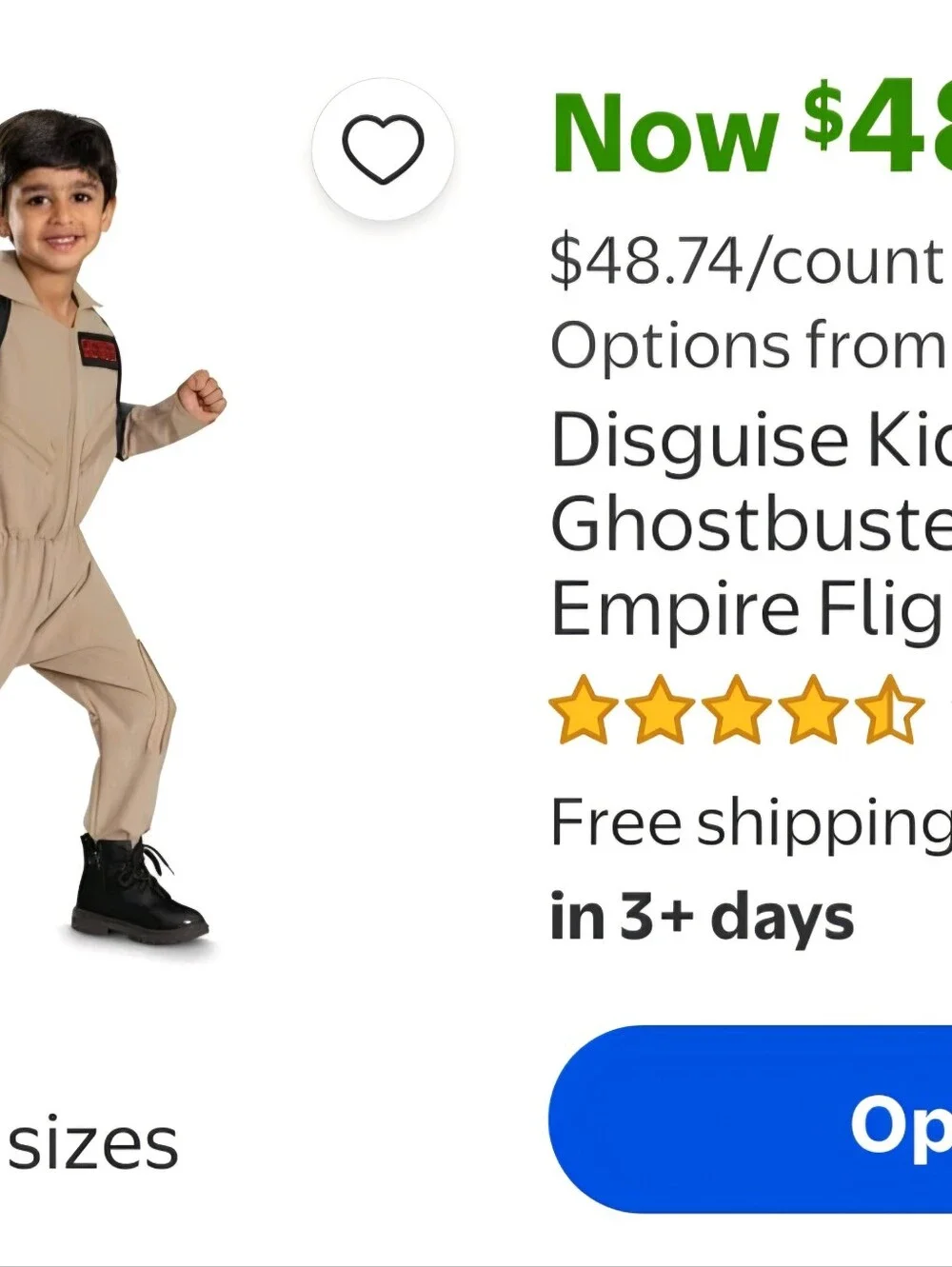 Disguise Kids Tan Ghostbuster-Style Jumpsuit Costume with Patch